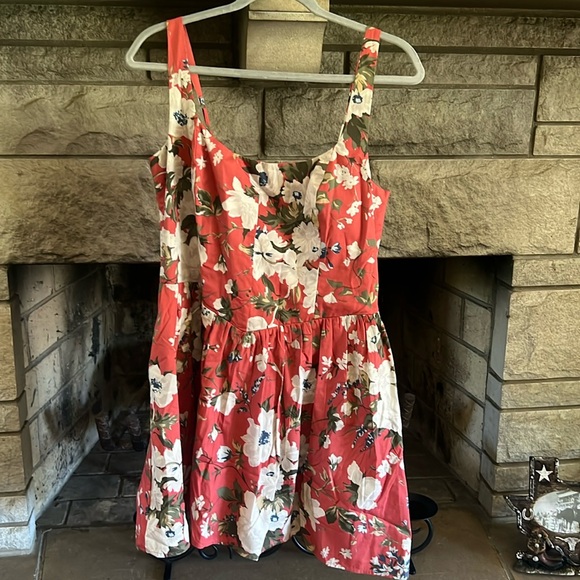 Corset Drop-waist skirt red floral Abercrombie L - Picture 1 of 9